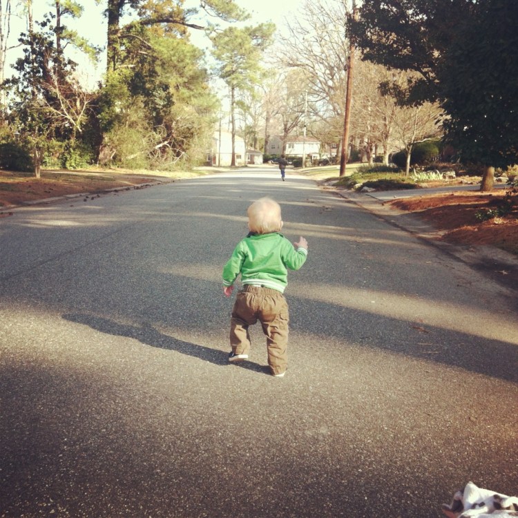 Dream Big Little Baby! Chet chasing his brother as Cole ran a mile around the block!
