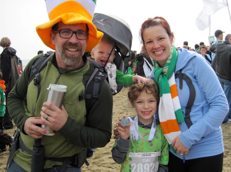 Cheering on Cole at his mile race this weekend